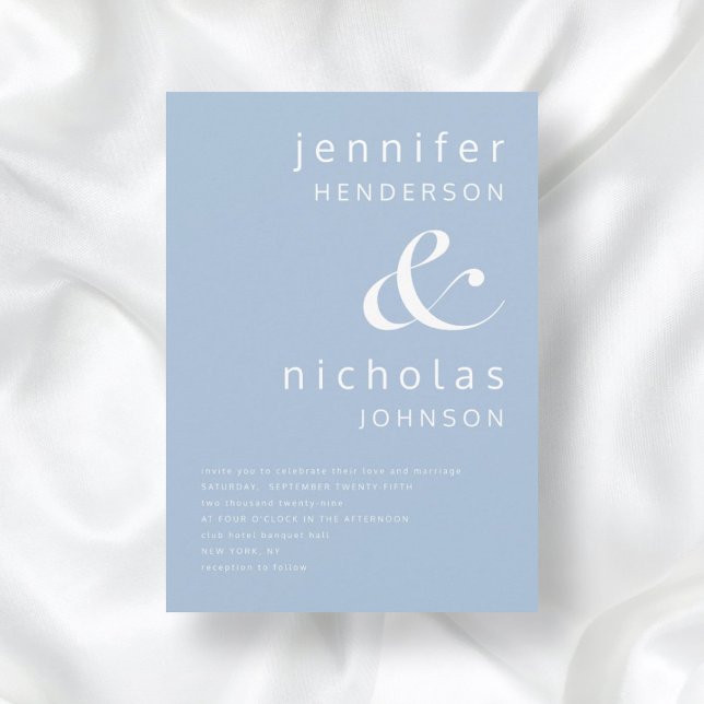 Convites Casamento de Ampersand Azul Elegante (Elegant Ampersand Blue Wedding Invitation)