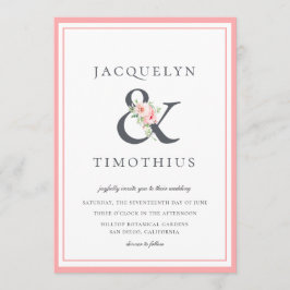 Convites Casamento de Ampersand Botânico Elegante Blush