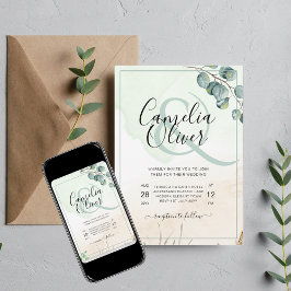 Convites Casamento de Ampersand Botânico Elegante Greenery