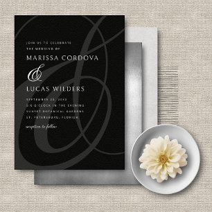 Convites Casamento de Ampersand Branco Preto com Script Mod