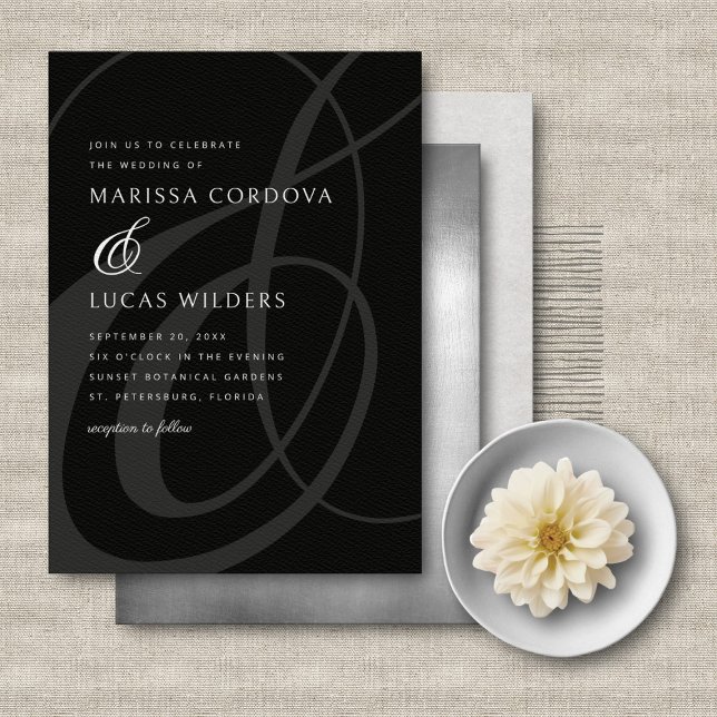 Convites Casamento de Ampersand Branco Preto com Script Mod (Criador carregado)