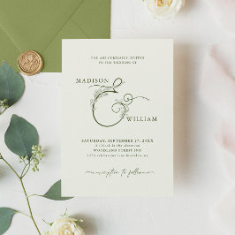 Convites Casamento de Ampersand Floral Verde da Elegante Iv