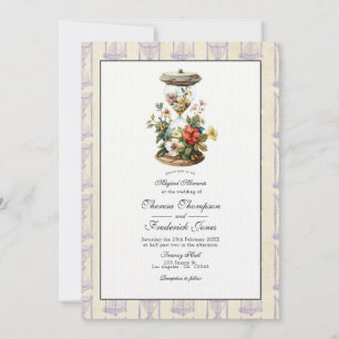 Convites Casamento de Ampulheta Floral Vintage