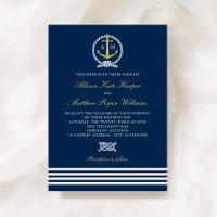 Casamento de Âncora Azul e Dourado Marinho Náutico