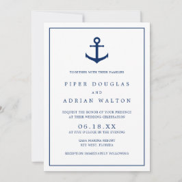 Convites Casamento de Âncora Azul-Marinho Elegante