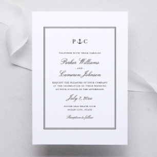Convites Casamento de Âncora Náutica e Náutica Elegante