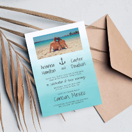 Convites Casamento de Âncora Oceânica de Destino de Praia d