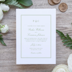 Convites Casamento de Âncora Verde do Sage Náutico Elegante