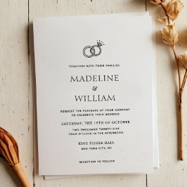 Convites Casamento de Anéis Desenhados Mão Simples Minimali