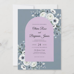 Convites Casamento de Anêmona Aço Roxo-azulado