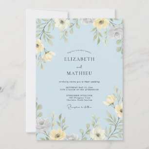 Convites Casamento de Anêmona Amarela Creme
