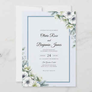 Convites Casamento de Anêmona Azul Ardósia