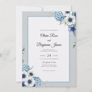 Convites Casamento de Anêmona Azul-Marinho Azure