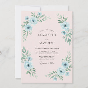 Convites Casamento de Anêmona Azul Pó