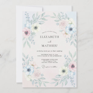 Convites Casamento de Anêmona com Azul-Peruíno Roxo