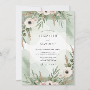 Convites Casamento de Anêmona com Blush Mint