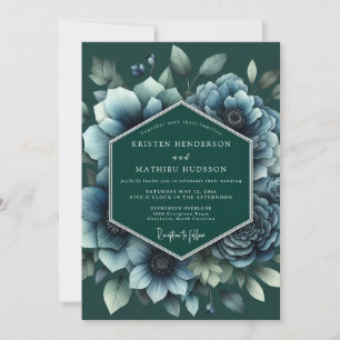 Convites Casamento de Anêmona Crepúsculo Esmeralda