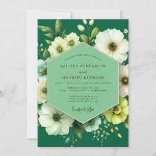Convites Casamento de Anêmona de Marfim Esmeralda