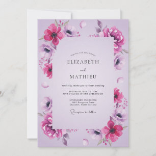 Convites Casamento de Anêmona Lilás Magenta