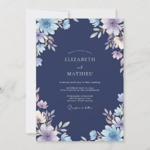 Convites Casamento de Anêmona Lilás Meia-Noite