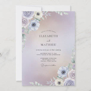 Convites Casamento de Anêmona Lilás Roxo-azulado