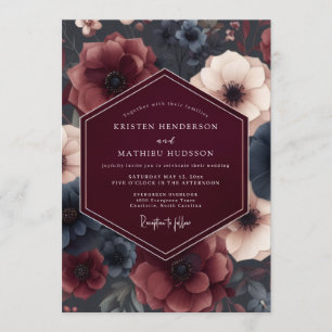 Convites Casamento de Anêmona Malinconica Borgonha