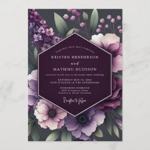 Convites Casamento de Anêmona Plum Moody