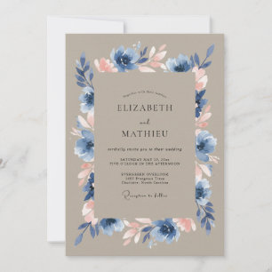Convites Casamento de Anêmona Refined Taupe
