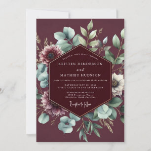 Convites Casamento de Anêmona Salvia Borgonha