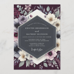 Convites Casamento de Anêmona Sombría Ameixa