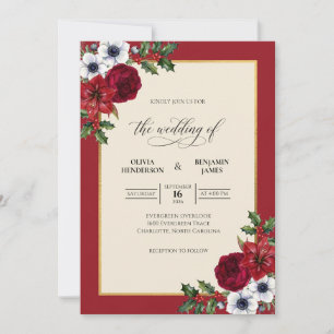 Convites Casamento de Anêmona Vermelha Carmesim