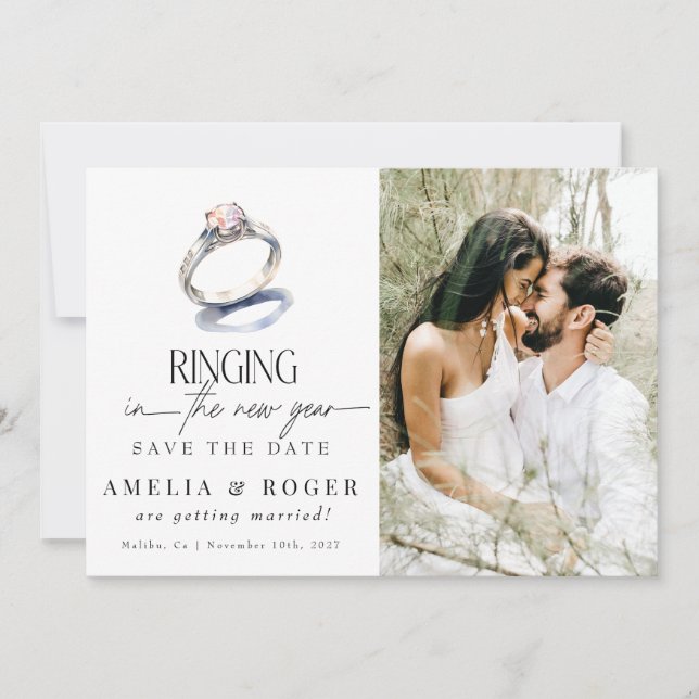 Convites Casamento de Ano Novo | Foto do Save the Date (Frente)