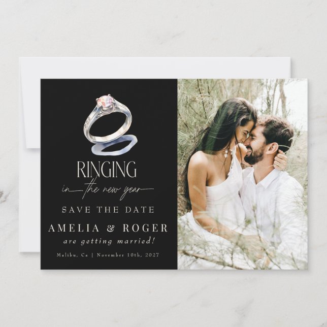 Convites Casamento de Ano Novo | Salvar a foto de data (Frente)