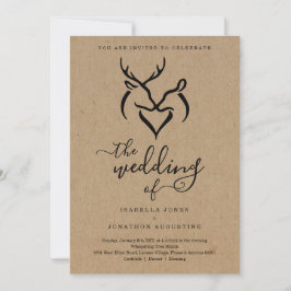 Convites Casamento de Antlers Doe & Deer Heart Hunters
