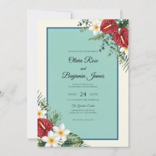 Convites Casamento de Antúrio Teal Plumeria Eucalipto