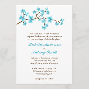 Convites Casamento de Aqua Cherry Blossoms
