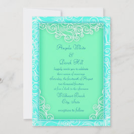 Convites Casamento de Aqua e Mint Waves Green Beach