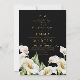 Convites Casamento de Aquarela Boêmia com Copo-de-Leite