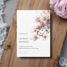 Casamento de Aquarela Botânica Magnólia Rosa Corad