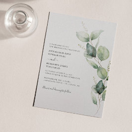Convites Casamento de Aquarela Botânica Minimalista Eucalyp