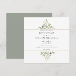 Convites Casamento de Aquarela Botânica Verde