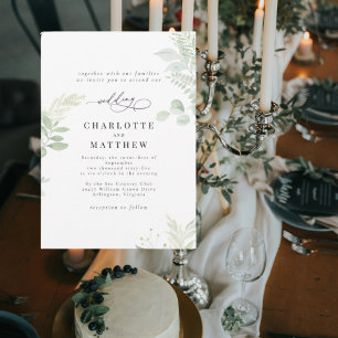 Convites Casamento de Aquarela Botânica Verdejante II