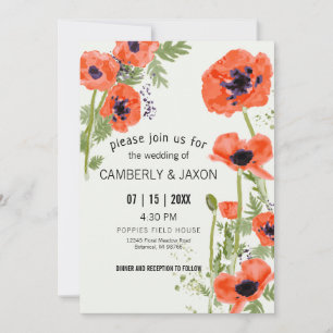 Convites Casamento de Aquarela Caprichosa de Papoulas Laran