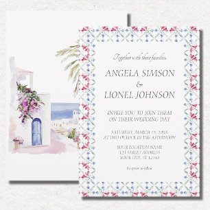 Convites Casamento de Aquarela com Azulejos Zellige marroqu