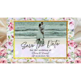 Convites Casamento de Aquarela de Flores Rosa Escamosas Ele