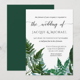 Convites Casamento de Aquarela de Folhagem de Samambaia Col