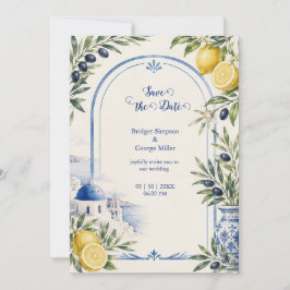 Convites Casamento de Aquarela de Telha Azul Costeira de Sa