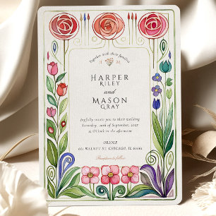 Convites Casamento de Aquarela do Estilo Glasgow