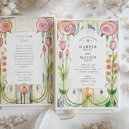 Convites Casamento de Aquarela do Estilo Glasgow