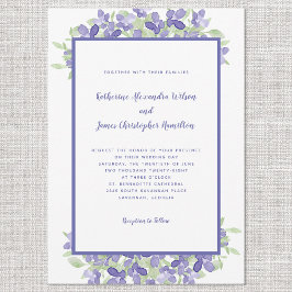 Convites Casamento De Aquarela Floral Azul-Periwinkle